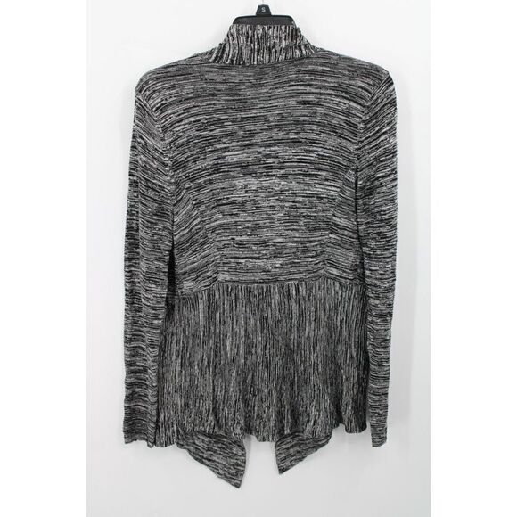 EILEEN FISHER BLACK WHITE OPEN FRONT CARDIGAN SIZE XS 80% SILK 20% ORGANIC COTTN - Picture 3 of 5